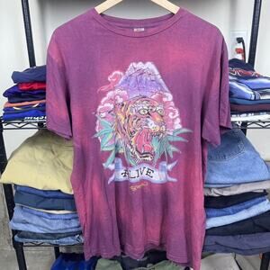 Ed Hardy faded tiger front graphic burgundy tee size XXL  0